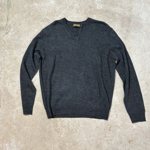 Scala Milano Italy Gray V-Neck Sweater Men’s Large Wool Anti Pilling Long Sleeve